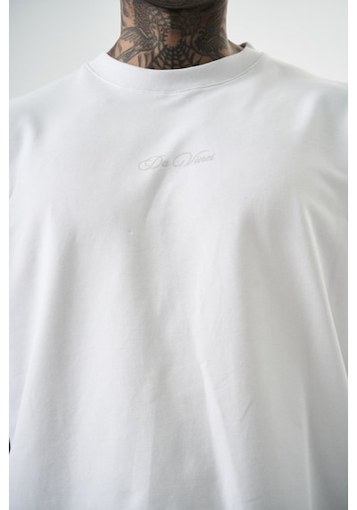 Respire Erkek Da Vinci Baskılı Oversize T-shirt Beyaz