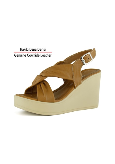 Erkan Saçmacı Monica Taba Hakiki Dana Derisi Çapraz Burgulu Dolgu Topuklu Slingback Sandalet Erkan Saçmacı Monica Taba Hakiki Dana Derisi Çapraz Burgulu Dolgu Topuklu Slingback Sandalet