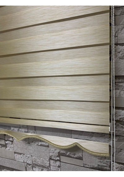 Krem Renk Bambu Zebra Perde (Etekli)