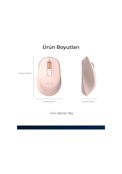 Spk7448 Kablosuz Bluetooth 1600dpı 4 Tuşlu Optik Sessiz Mouse Pembe