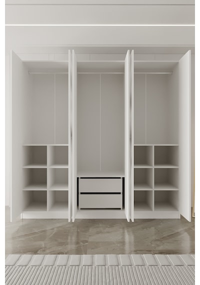 Aeka Ae-2190 Hisar 6 Kapaklı Çok Bölmeli Askılı Ve Raflı Geniş Hacimli Gardırop 210x210 Cm Beyaz Aeka Ae-2190 Hisar 6 Kapaklı Çok Bölmeli Askılı Ve Raflı Geniş Hacimli Gardırop 210x210 Cm Beyaz