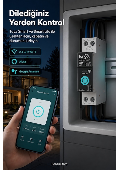 Tongou Tuya 63a Wifi Akıllı Şalter Enerji Takibi, Uzaktan Aç/kapat Ve Programlama