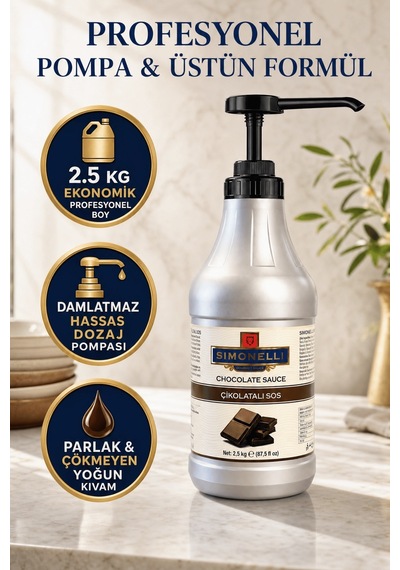 Simonelli Profesyonel Çikolatalı Kahve ve Tatlı Sosu 2500 G + Pompa