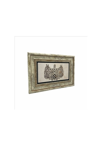Haçlı Kral Tacı Motifi Baskılı Taş Tablo 20x30