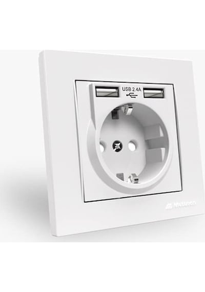 Mutlusan Rita Çift USB'li Topraklı Priz 24A Hızlı Şarj + Çocuk Koruma