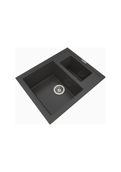 Polex Cristalüx Granit Evye P-04 Antrasit 1.5 Gözlü Tezgah Altı Ve Tezgah Üstü Kare Mutfak Evyesi 59.5x49 CM