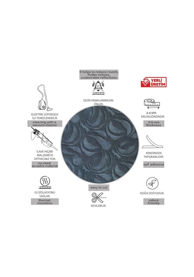 Tink 3d Kendinden Yapışkanlı Akustik Keçe Panel Modern Desenli 52x98 Cm 10 Adet 5 M² Koyu Gri