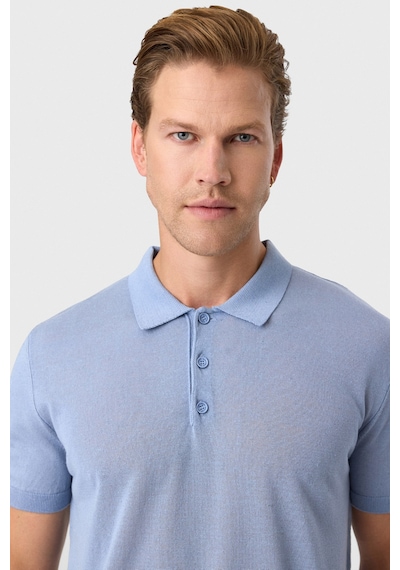 Back And Bond Mavi Regular Fit Düğmeli Polo Yaka Tişört