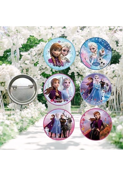 Lisanslı Yaka Çanta Metal Rozeti Frozen-elsa-anna 6lı Paket Pinyata İçi Doğum Günü Hediyesi Diğer