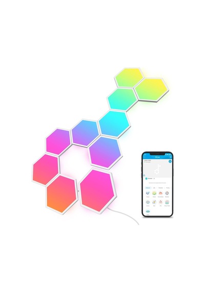 Led Altıgen Panel Oyun Lambası 10'lu, Wi-fi Kontrollü Oyun Ve Oda Dekorasyonu Çok Renkli