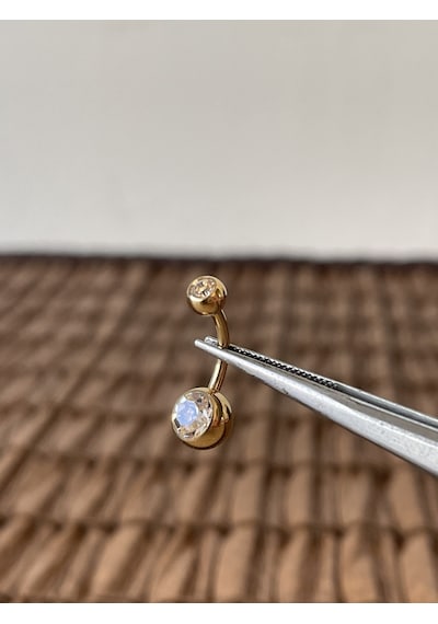 Yüksek Kalite G23 Titanium Parlak Top Taşlı Titanyum Göbek Piercingi Top 10mm Altın