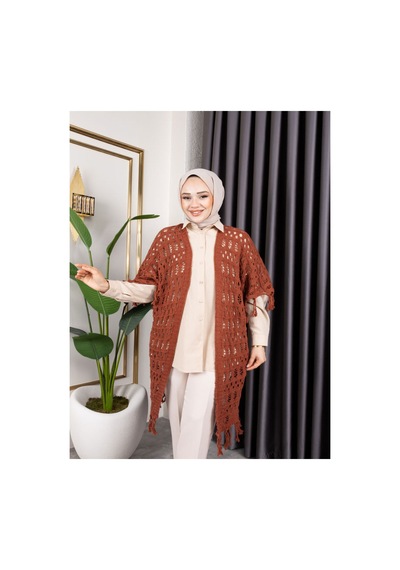 Hira Life Fashion Kadın Mevsimlik Saçaklı Ve Ajurlu Pamuk Triko Hırka Kahverengi Kahverengi Hira Life Fashion Kadın Mevsimlik Saçaklı Ve Ajurlu Pamuk Triko Hırka Kahverengi Kahverengi