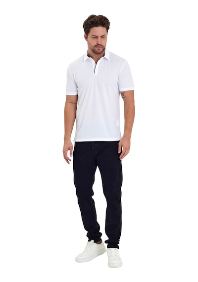 Erkek Kısa Kol Polyester Polo Yaka Fonksiyonel Tişört Beyaz