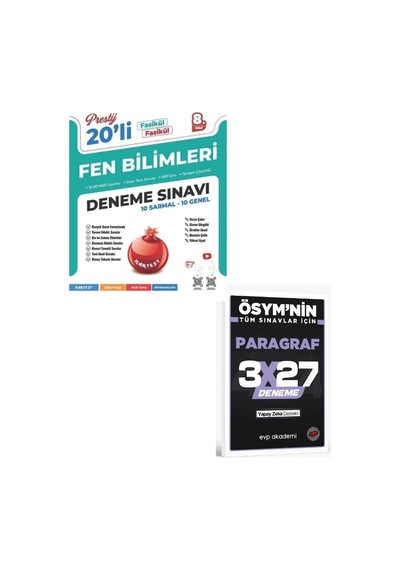 Nartest 2027 8. Sınıf Prestij Ds Fen Bilimleri 20 Deneme Sınavı+ Evp Akademi Paragraf
