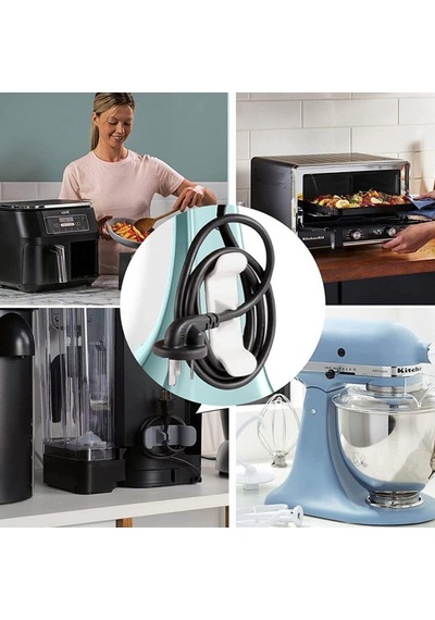 Mcg 6'lı Pratik Kablo Toparlayıcı Yapışkanlı Klips Mutfak Air Fryer Kettle Kahve Tost Makinası