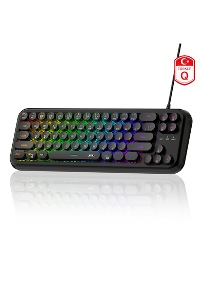 Magegee Ts91 Round 61 Tuş Rgb Kablolu Membran Türkçe Q Siyah Gaming Klavye