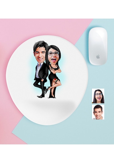 Kişiye Özel Sevgililer Karikatürlü Bilek Destekli Mouse Pad-6