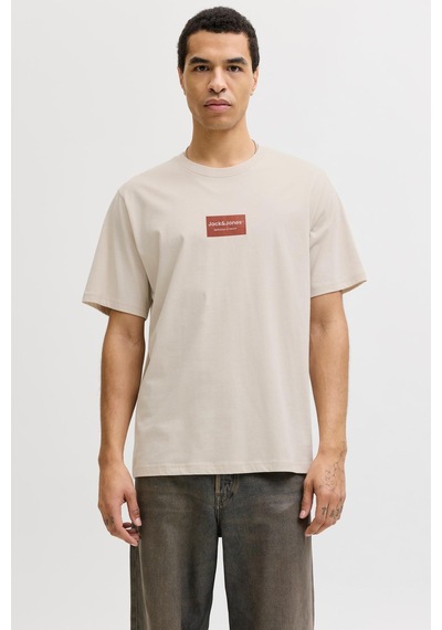 Jack & Jones Jjfrank Erkek Tişört Bisiklet Yaka Kısa Kollu Bej