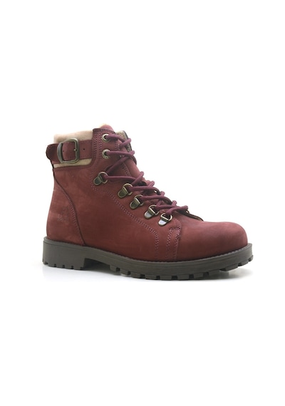 Griffon Hakiki Deri Kürklü Bordo Fermuarlı Unisex Bot Bordo
