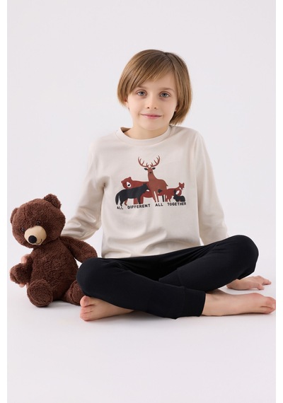 Rolypoly Erkek Çocuk Krem Pijama Takımı Rp3452-c-v2