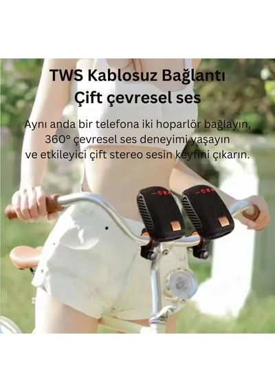 Etashop Bisiklet Bluetooth Hoparlör Taşınabilir Su Geçirmez Çift Bağlantı Fm Radyo Siyah