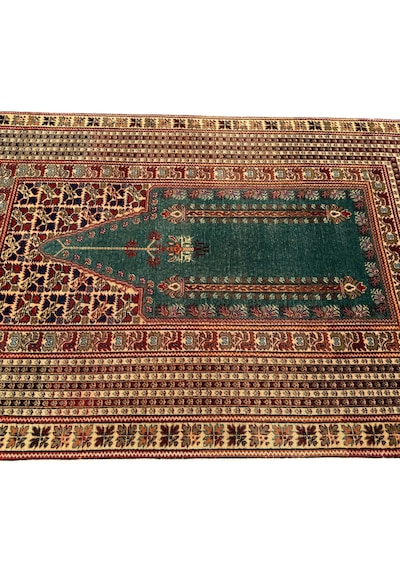 El Dokuma Sıfır Bünyan Halısı Seccade 118x185 Su Yeşili Namazlık