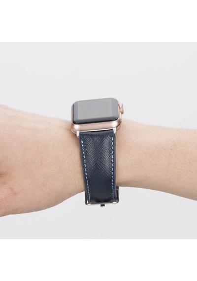 Apple Uyumlu Watch    Deri Kordon 42-44-45mm G3 Lacivert