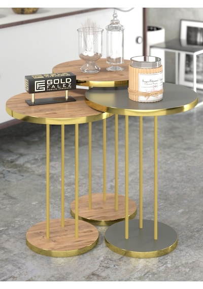 Zigon Sehpa Terra Gold Ceviz Antrasit Trr01