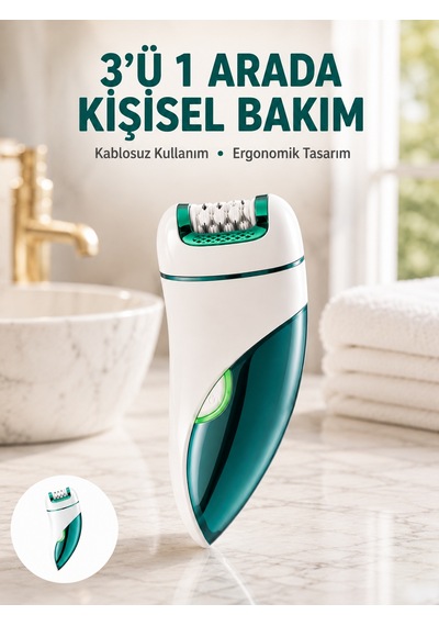 Çok Fonksiyonlu Epilatör 600mah 90 Dakika Kullanım Led Metal Başlık Su Geçirmez Yeni Nesil - Lisinya