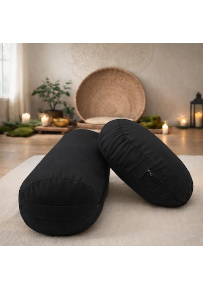 Yuvarlak Zafu Meditasyon Minderi & Bolster Minderi İkili Yoga Meditasyon Minder Seti Siyah