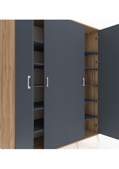 Kronos Gardrop 10 Raflı 4 Kapaklı 176x59x221 Çam-antrasit Antrasit Kronos Gardrop 10 Raflı 4 Kapaklı 176x59x221 Çam-antrasit Antrasit