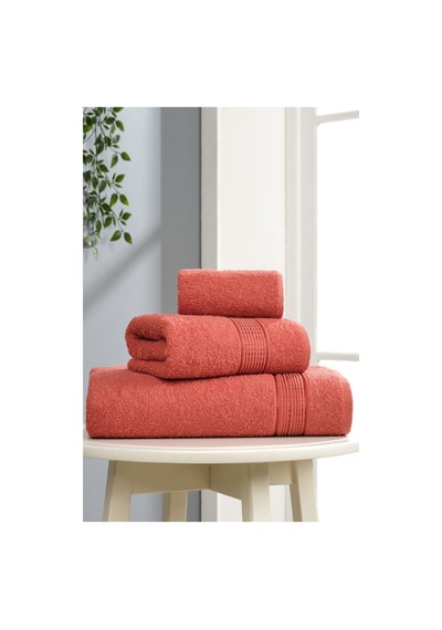 Clara Model 3'lü Banyo Havlu Seti Kiremit
