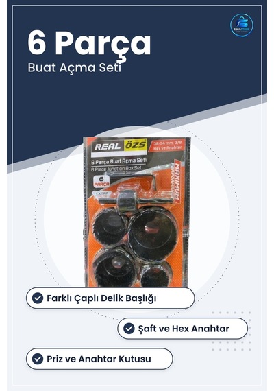 Buat Açma Seti 6 Parça Hex Anahtarlı Delik Testere Elektrik Tesis