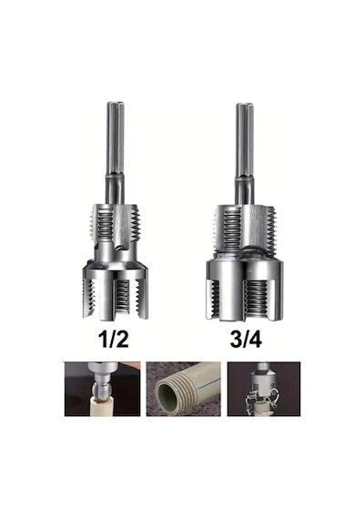 Mucit Home 2 Li Set İç Dış Plastik Boru Diş Açma Seti 1/2 Ve 3/4 İnç Borularla Uyumlu