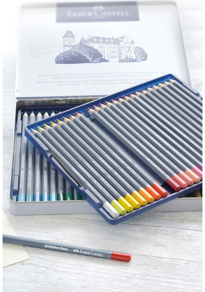 Faber-Castell Goldfaber Aqua Kuru Boya Kalemi 48 Renk, Suda Çözünebilir, Yüksek Pigmentli, Yumuşak ve Canlı Renkler