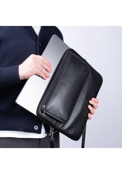 2k S.deri Laptop Çantası,tablet Çantası,14'' İnç,vegan,omuz Ve Valiz Askılı,aksesuar Ve Evrak Cepli,25.5 36 2 Cm.,siyah Omuz Çantası