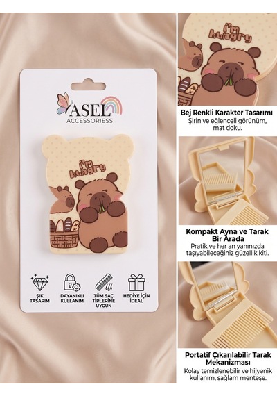 Katlanabilir Cep Aynası Ve Çıkarılabilir Mini Tarak Seti
