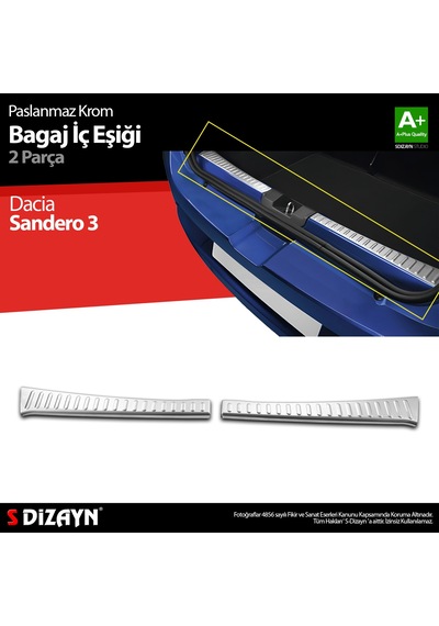 S-dizayn Dacia Sandero 3 Krom Bagaj İç Eşiği 2 Prç 2020 Üzeri
