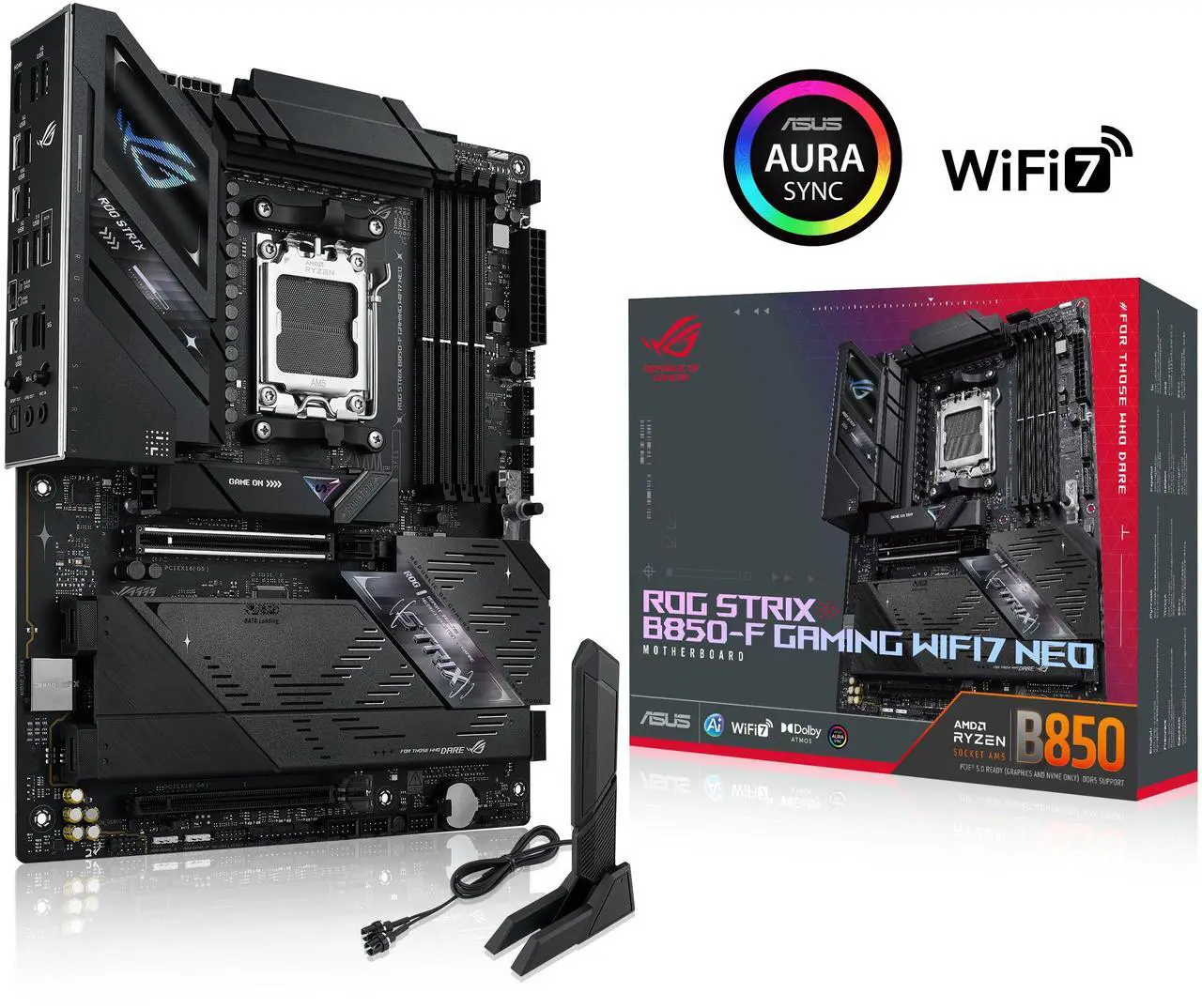 Asus Rog Strıx B850-f Gamıng Wıfı7 Neo Amd B850 Am5 Ddr5 9000 Hdmı 4x M2 Usb3.2 Gen 2x2 Wifi 7 + Bt Aura Rgb 2.5gbıt Lan Atx 16+2+2 Güç Aşamaları 2xge