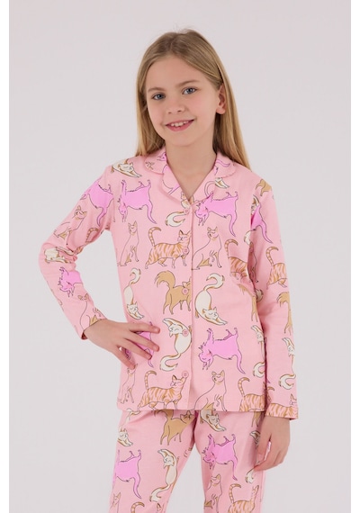 Rolypoly Kız Çocuk Pembe Gömlek Pijama Takımı 5274-48717 Pembe