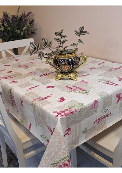 Elyaflı Pvc Muşamba - Desenli Silinebilir Masa Örtüsü Fnt12182 Bordo