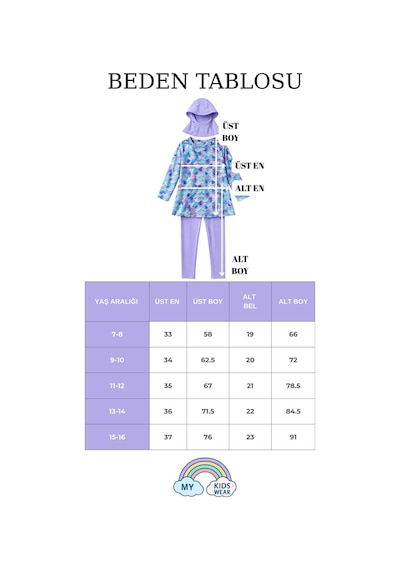 My Kids Wear Kız Çocuk Tesettür Mayo 3 Lü Takım Üst + Tayt + Bone 12569 Lila My Kids Wear Kız Çocuk Tesettür Mayo 3 Lü Takım Üst + Tayt + Bone 12569 Lila