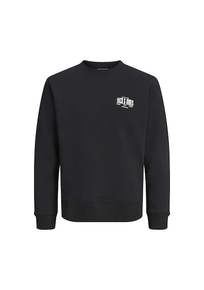 Jack & Jones Erkek Gögüs Baskili Bisiklet Yaka Sweatshirt - Aero - 12298492 Siyah