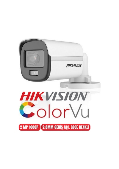 Ds-2ce10df0t-pf 2mp 2.8mm Sabit Lens Ahd Colorvu Renkli Bullet Kamera Ses Yok