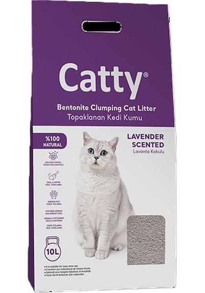 Catty Lavanta Kokulu Bentonit Kedi Kumu Mükemmel Topaklaşma ve Koku Kontrolü 10 L