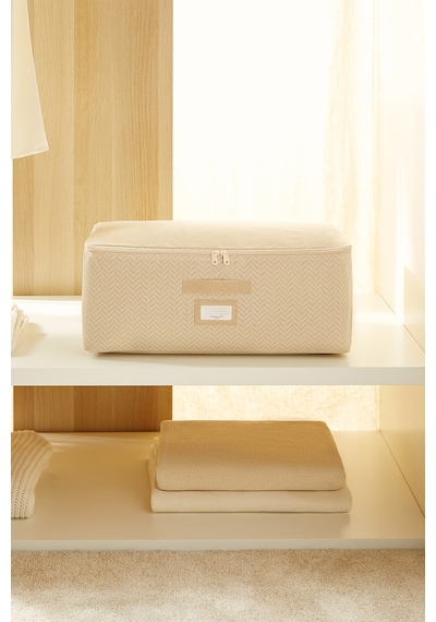 Ocean Home Textile Orta Boy Bej Balıksırtı Hurç 52 x 28 x 21 cm
