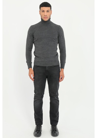 Dufy Erkek Slim Fit Tam Balıkçı Yaka Antrasit Triko-16908