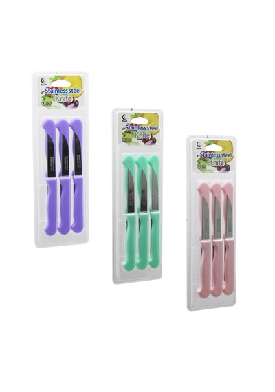 6pcs Meyve Bıçak Renkli Plastik Saplı Vakumlu Ambalaj Brkt-806155 Bx40 Açık Bej
