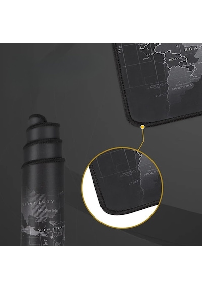 90x40 Cm Mouse Pad, Dünya Haritası Desenli Büyük Mouse Pad, Kaymaz Kauçuk Tabanlı, Dikişli Kenarlı 3 Mm Klavye V