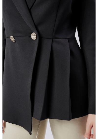 Siyah Regular Fit Pile Detaylı Blazer Ceket Siyah